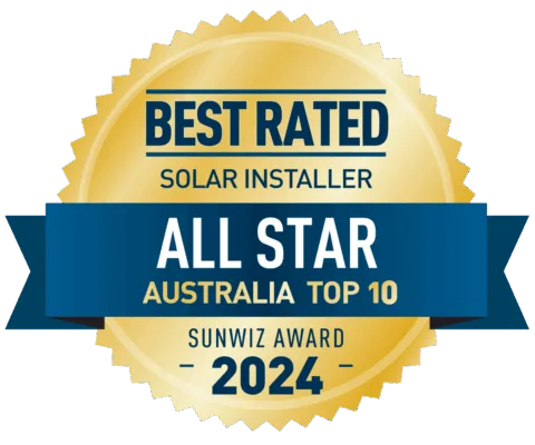 Best Rated Solar Installer 2024 SunWiz Award, Australia Top 10